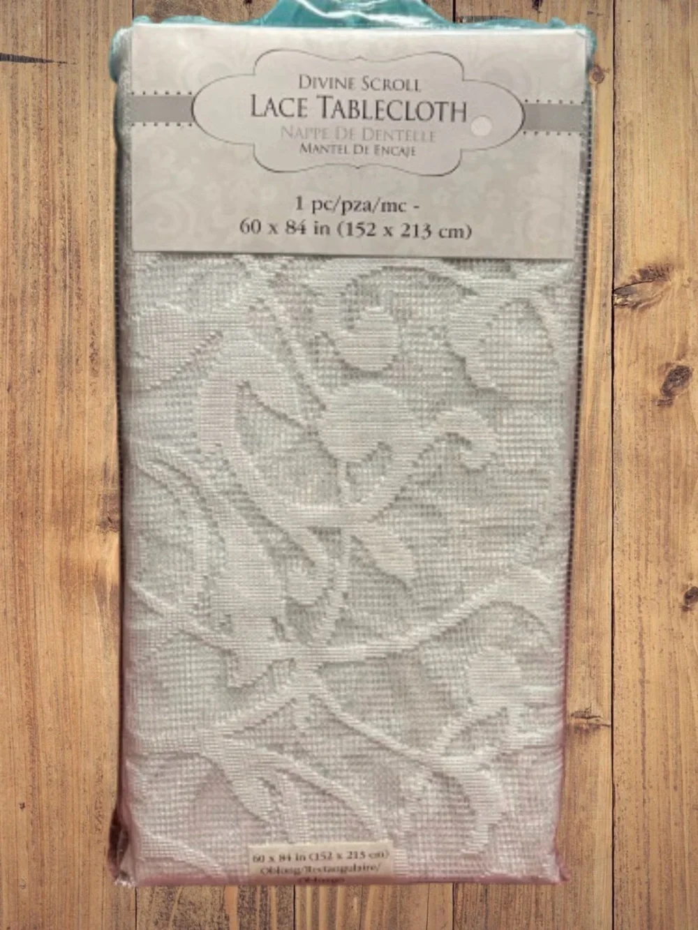 Divine Scroll White Lace Tablecloth 60x84 Oblong MCM Cottagecore Benson Mills